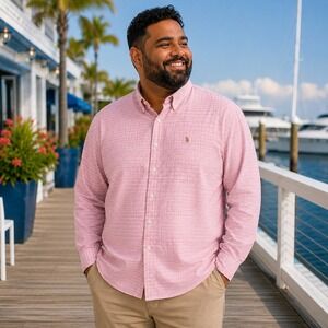 Southern Casanova Men's XL Tattersall Check Shirt Coastal Preppy Dadcore Resort